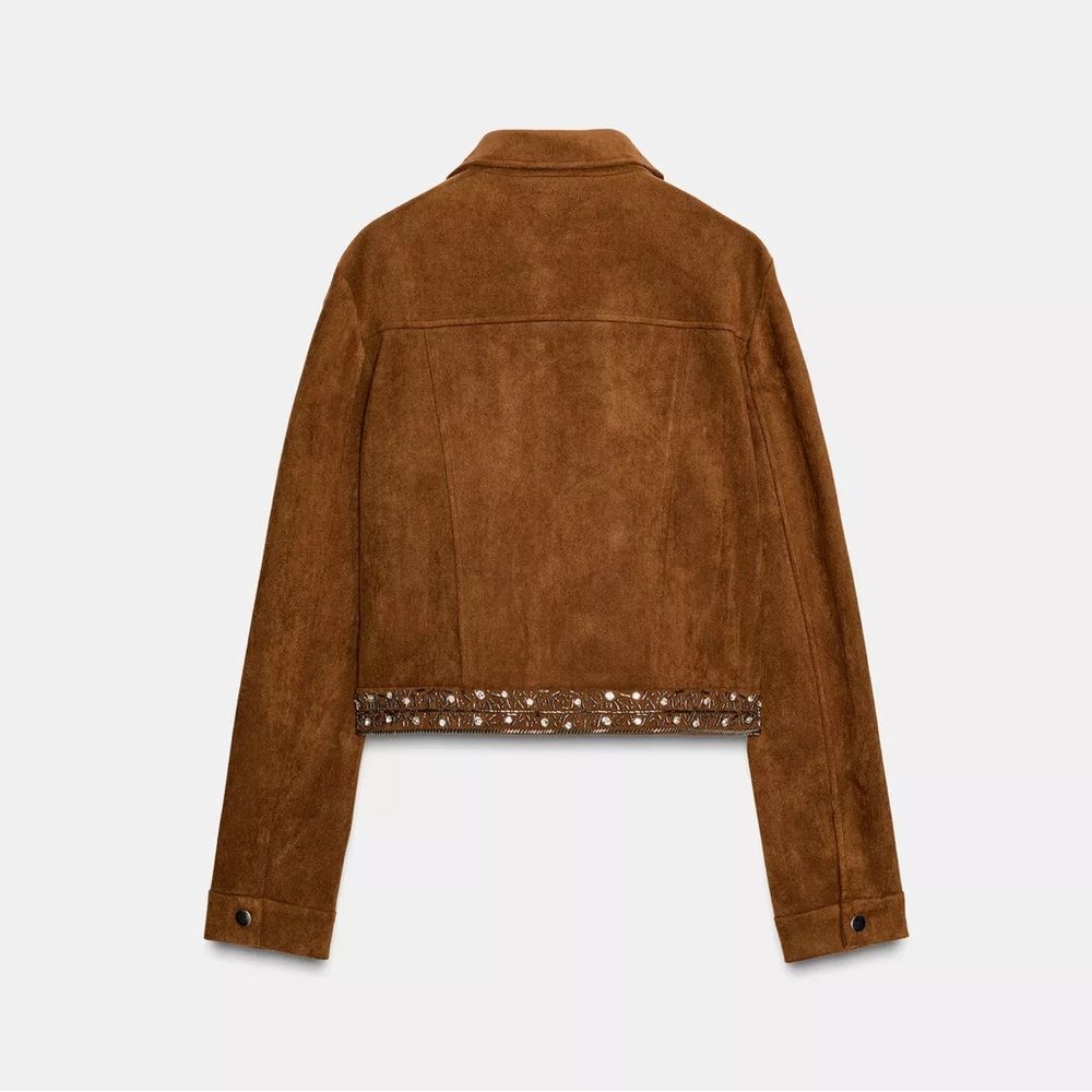 ZARA SUEDE STUDDED JACKET - Picture 8 of 9
